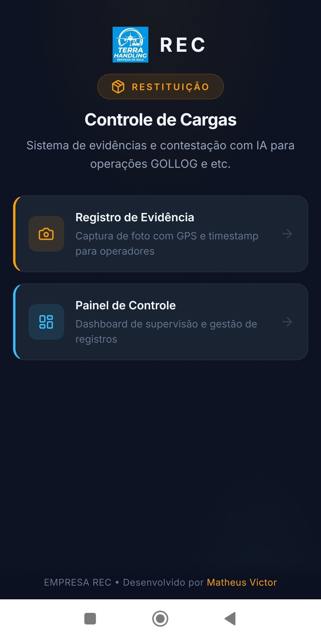 App de Registro - Tela Principal